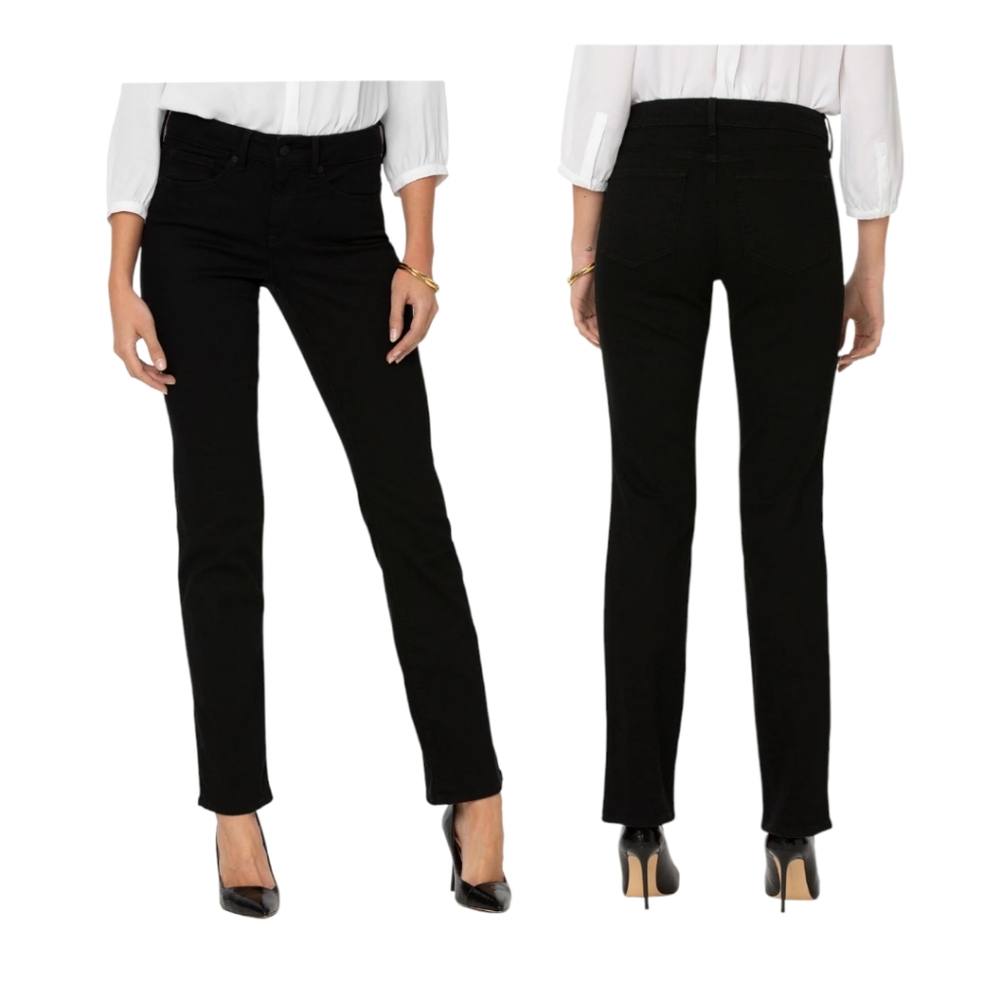 NYDJ Marilyn Straight Jeans Style 431B Black Denim Size 10